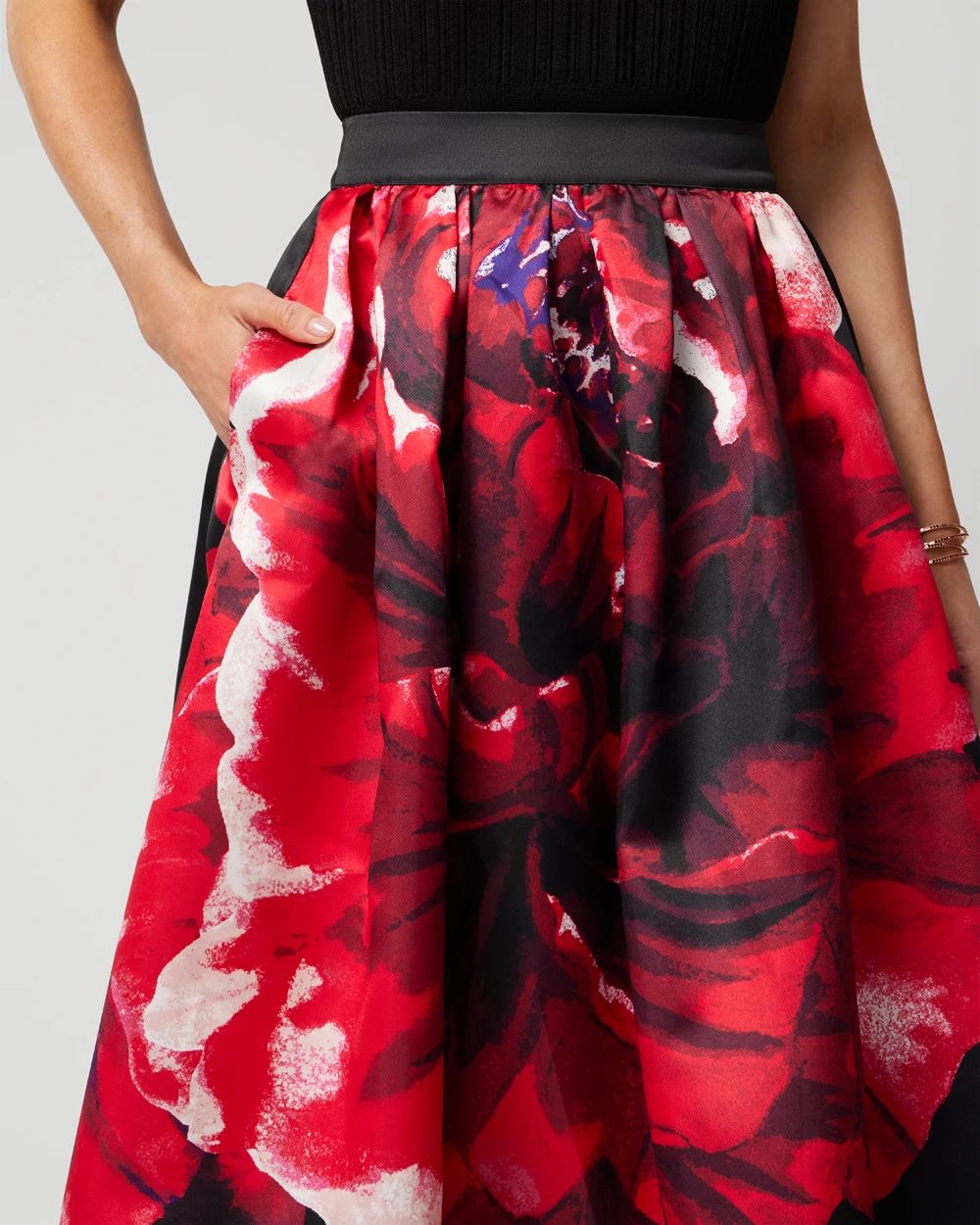 Drama Fit and Flare Midi Skirt